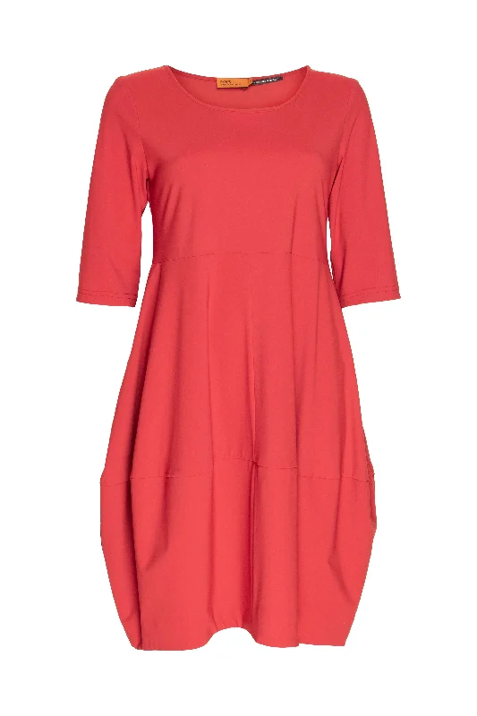 Effortless slip mini dress-Short Sleeve Panel Hem Dress - Red Jersey 8643