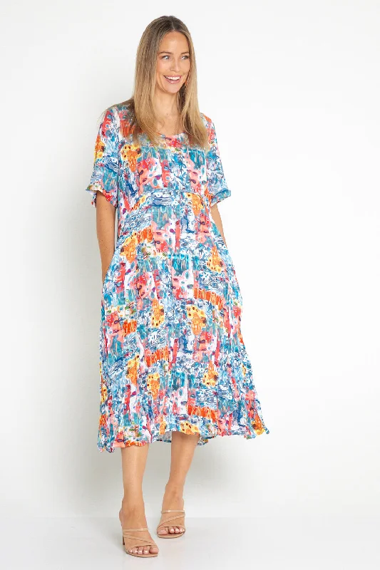 Polka dot midi dress-Waterhouse Dress - Summer Sunflowers