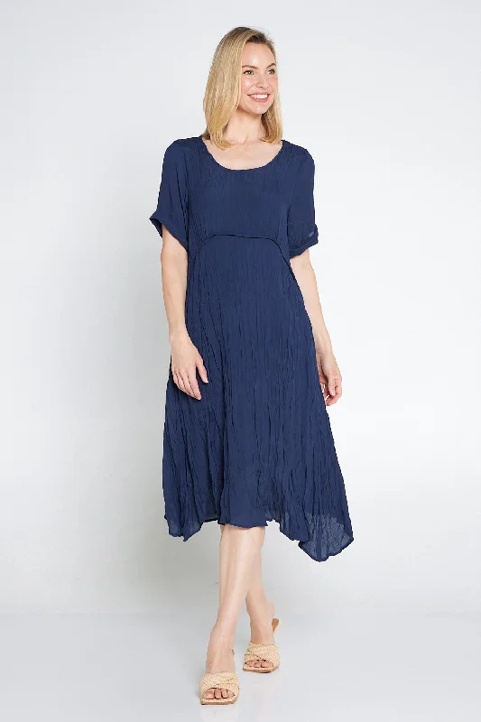 Midi dress with bell sleeves-Waterhouse Dress - Navy