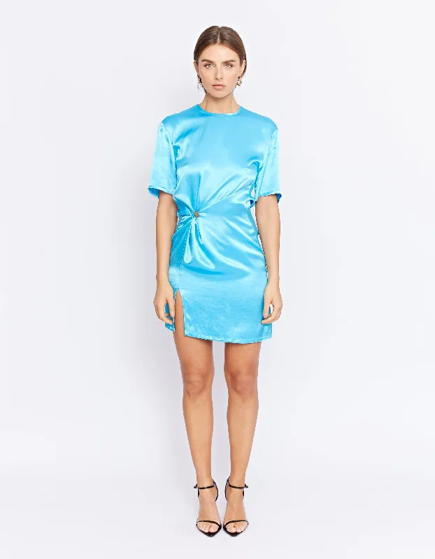 Fun polka dot mini dress-CARRINGTON TWIST DRESS  | ICE BLUE