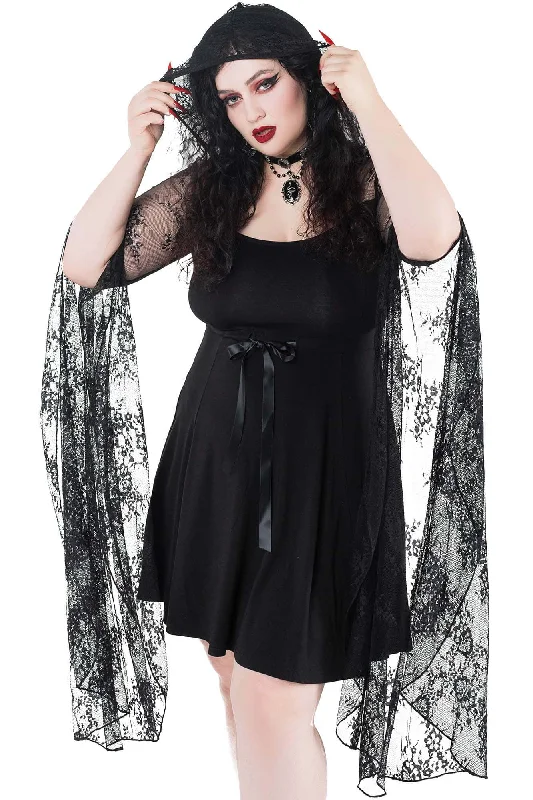 Cowl neck mini dress-Dead Inside Hood Dress