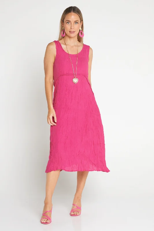 Flared skirt midi dress-Sleeveless Waterhouse Dress - Hot Pink