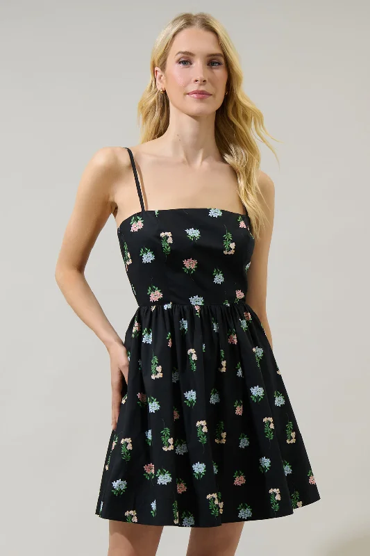 Mini dress with keyhole neckline-Mayrel Floral Lesly Fit and Flare Dress