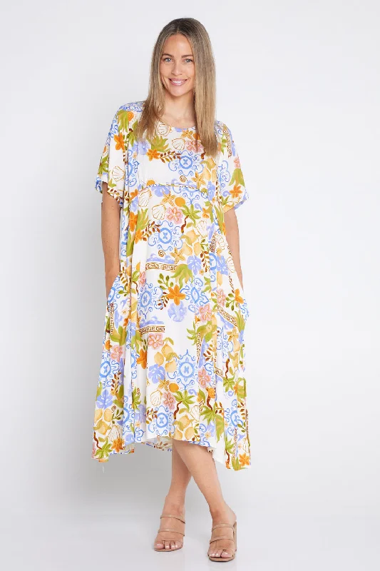 Fit and flare midi dress-Gwendoline Dress - Summer in Sicily