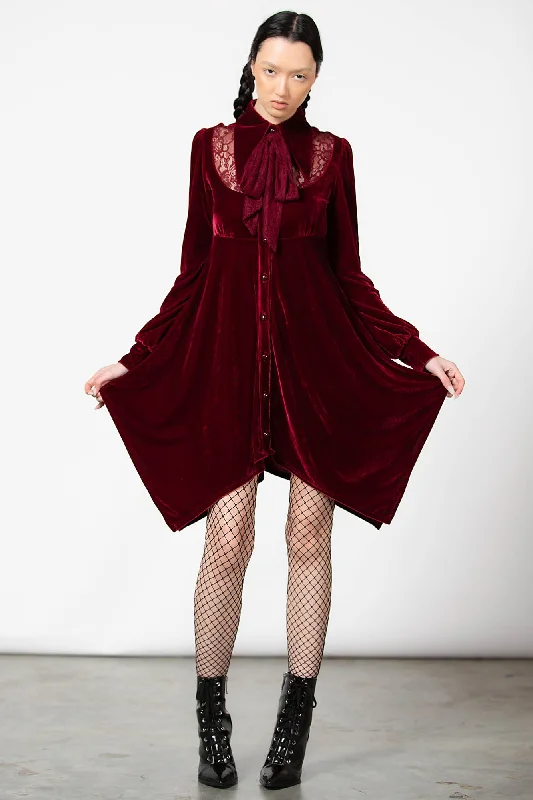 Summer casual mini dress-Nymyra Velvet Cameo Dress [BLOOD]