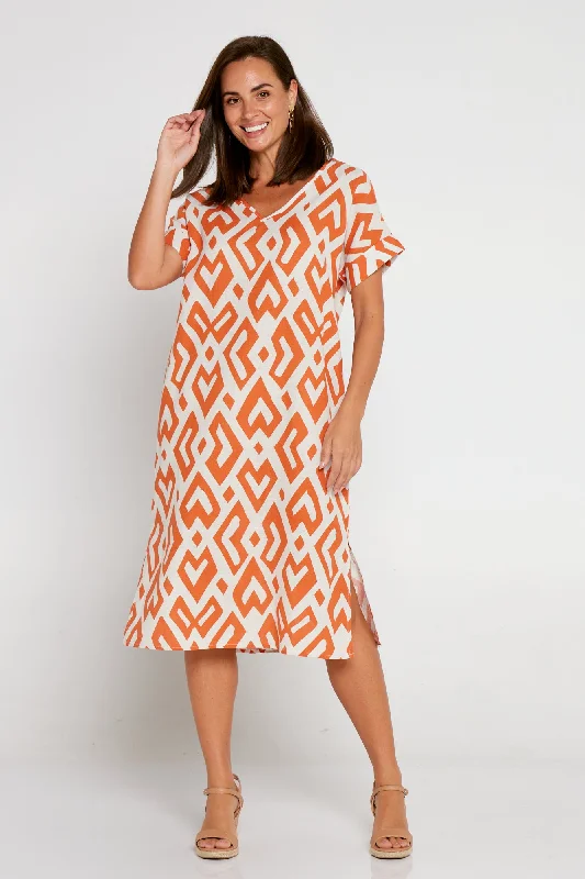 Sweetheart neckline midi dress-Esiteri Cotton Dress - Mango Beach