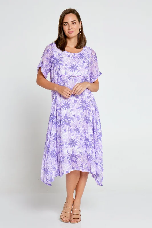 Spaghetti strap midi dress-Rossetti Dress - Purple Floral