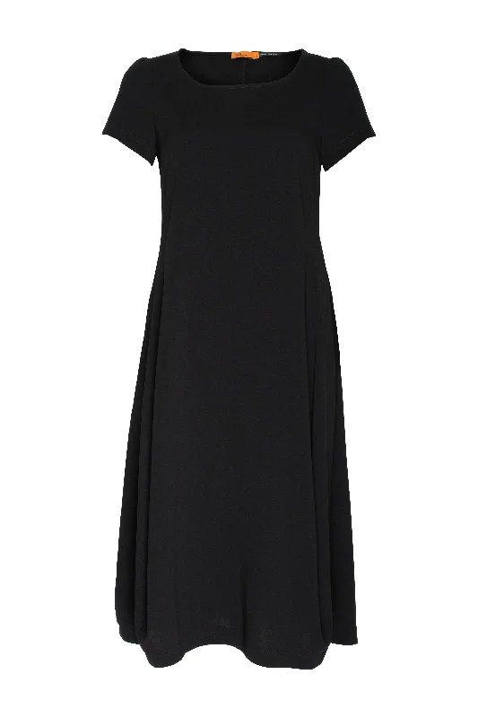 Flirty off-shoulder mini dress-Short Sleeve Bell Panel Dress - Black 8616