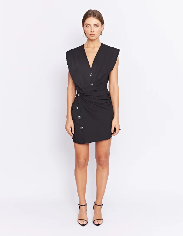 Flirty mini dress with cutouts-HOLLETT TWIST DRESS | BLACK