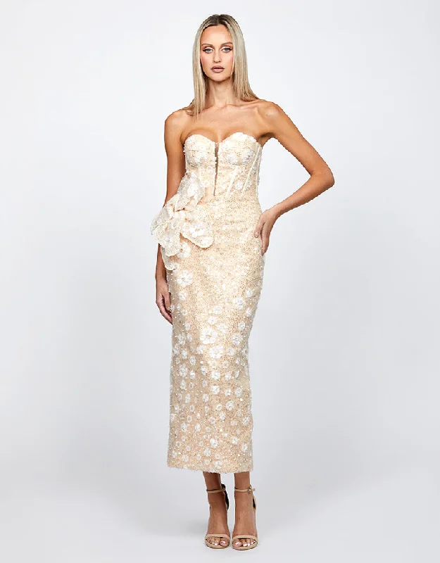 High-neck midi dress-ASTER EMBROIDERED COLUMN MIDI B72D61S