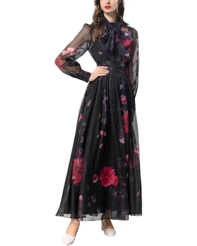 Maxi dress with voluminous skirt-BURRYCO Maxi Dress