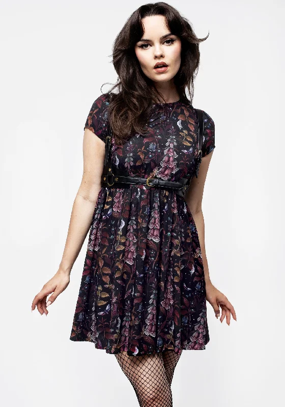 Mini dress with floral accents-Foxglove Mini Skater Dress