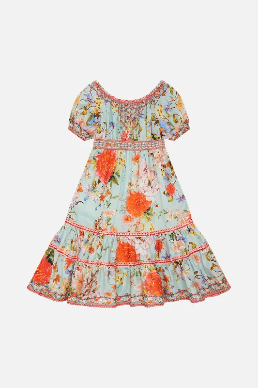 Boho floral maxi dress-KIDS RIBBON MAXI DRESS 4-10 TALK THE WALK