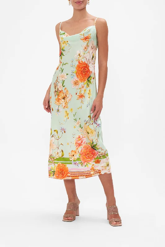 Maxi dress with wrap bodice-LONG BIAS SLIP TALK THE WALK