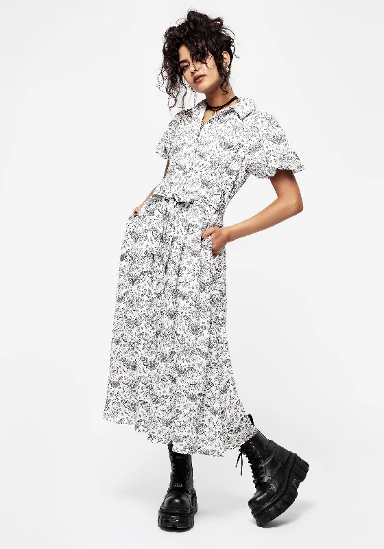 Off-white midi dress-Rosamoth Chiffon Midi Shirt Dress - White