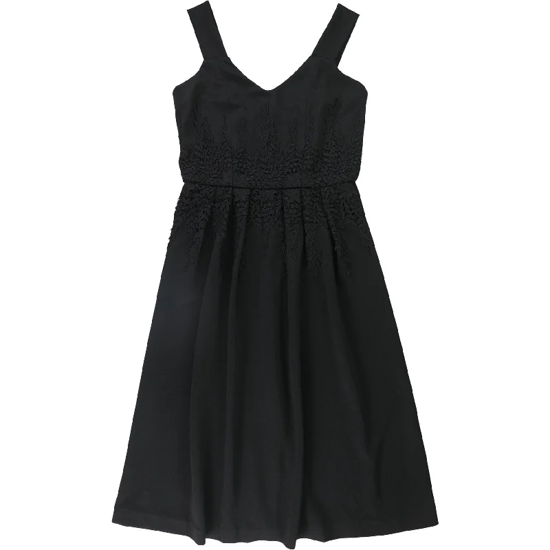 Mini dress with balloon sleeves-Alfani Womens Lace-Trim Fit & Flare Dress