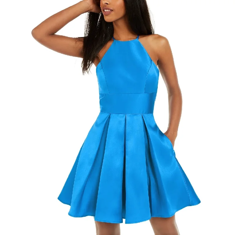 Edgy mini dress with studs-B Darlin Juniors' Halter Fit & Flare Dress Bright Blue Size 7/8 - 7.5