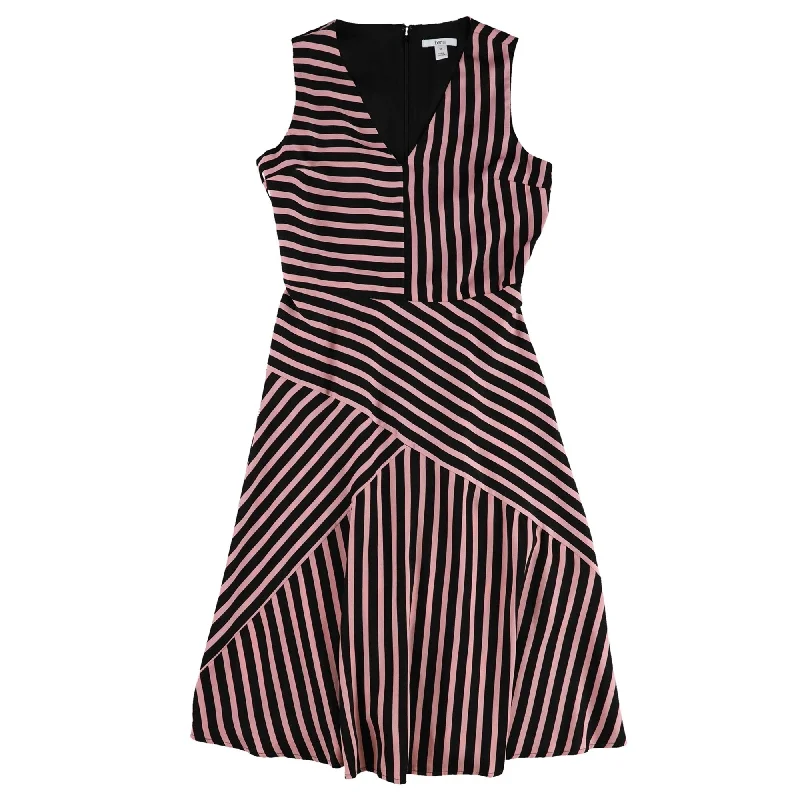 Mini dress with peter pan collar-Bar Iii Womens Mixed-Stripe Fit & Flare Dress