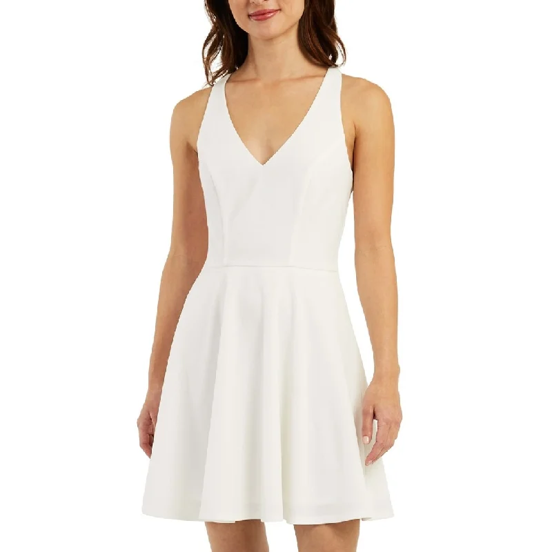 Classic A-line mini dress-BCX Junior's Lace Trim Fit & Flare Dress White Size 1