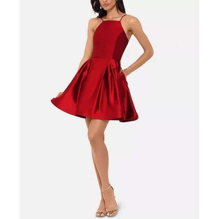 Cocktail dress with bow accents-Betsy & Adam Women's Satin Party Dress Size 10 - Red Dark Red Size 10