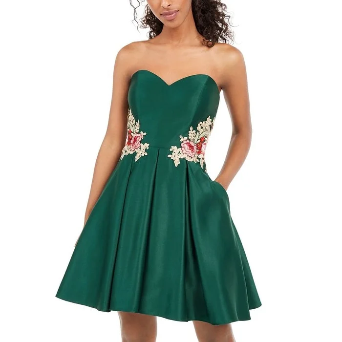 Cocktail dress for formal events-Blondie Nites Women's Floral Full Length Fit Flare Party Dress Green Size 7