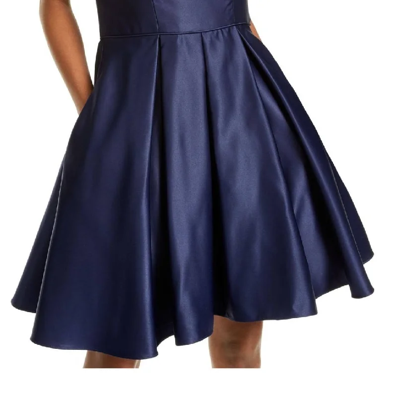 Strapless cocktail dress-Blondie Women's Above The Knee Fit Flare Party Dress Blue Size 11