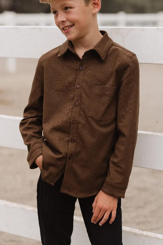 Mini dress with sheer overlay-Boys John Shirt in Brown