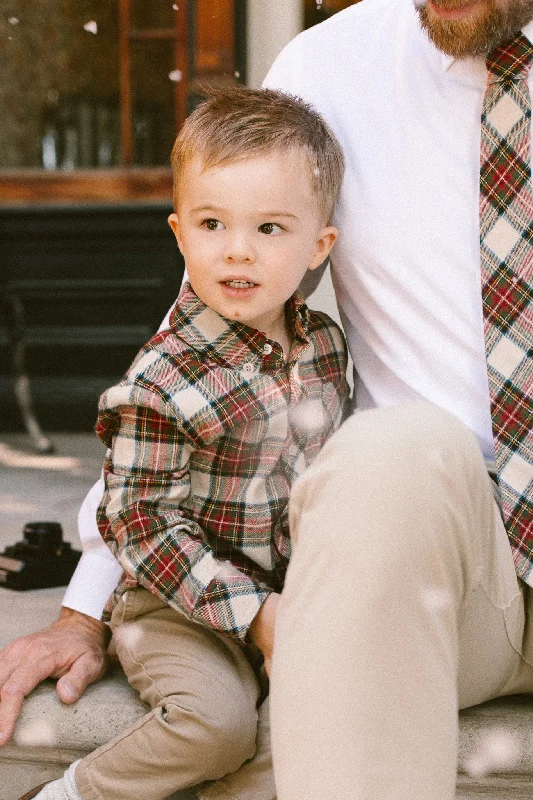 Mini dress with peter pan collar-Boys John Shirt in Merry Holiday Plaid - FINAL SALE