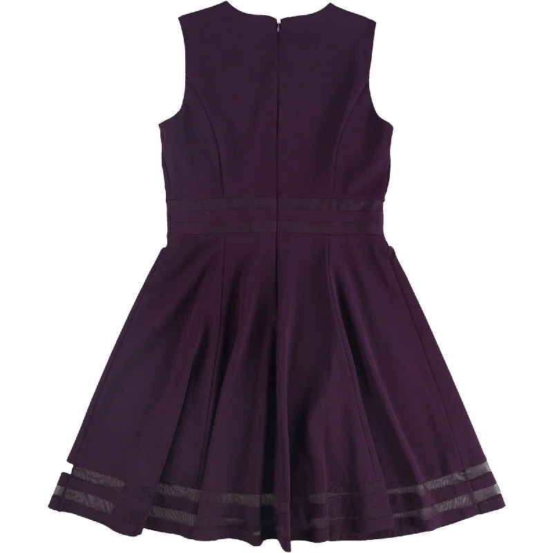 Mini dress with sweetheart neckline-Calvin Klein Womens Illusion Trim Fit & Flare Dress, Purple, 10