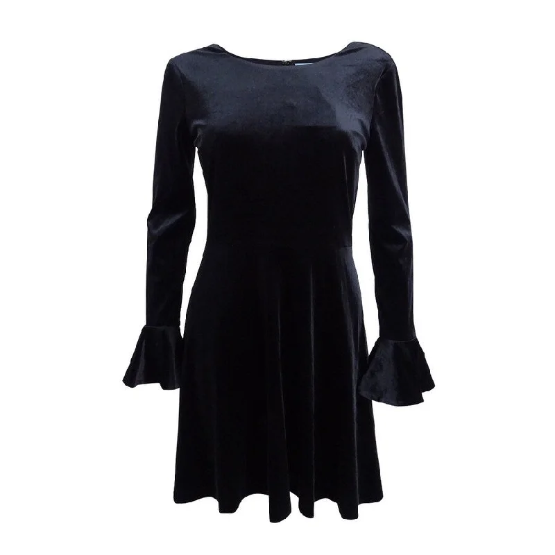 Mini dress with lace trim-CeCe Women's Velvet Fit & Flare Dress