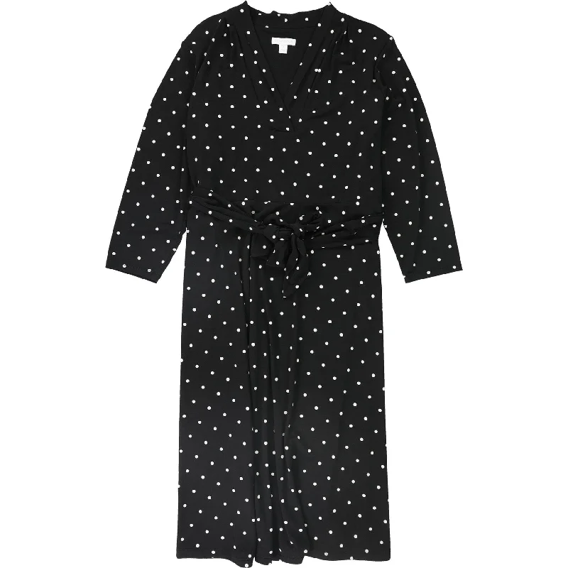 Fun polka dot mini dress-Charter Club Womens Belted Fit & Flare Dress, Black, 2X