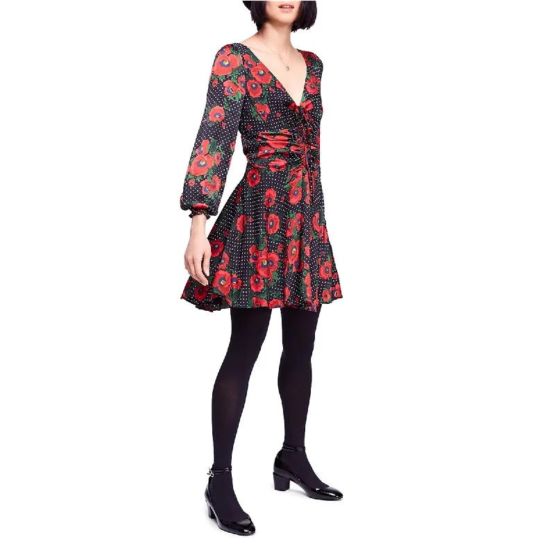 Playful ruffle mini dress-Free People Womens Floral Fit & Flare Dress