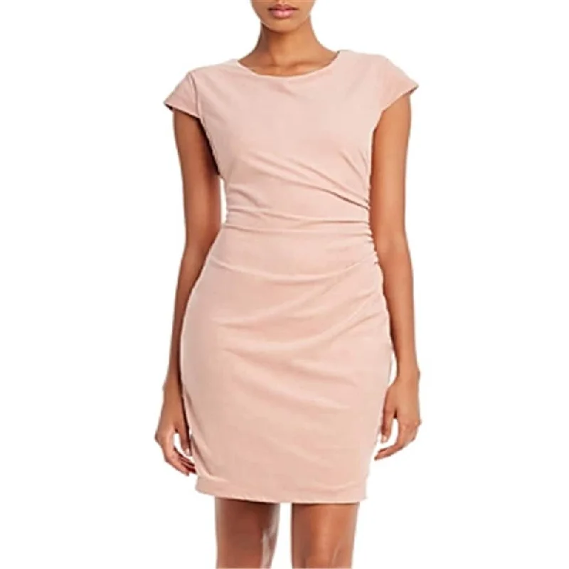 A-line cocktail dress-Guess Women's Estelle Faux Suede Ruched Party Dress Pink Size X-Small