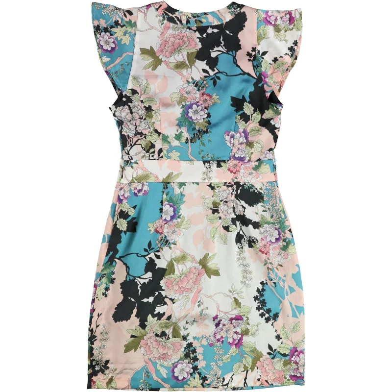 One-shoulder mini dress-Guess Womens Floral Fit & Flare Dress