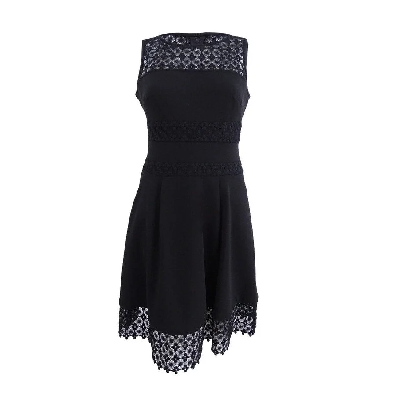 Mini dress with peter pan collar-Lauren by Ralph Lauren Women's Lace-Trim Fit & Flare Dress