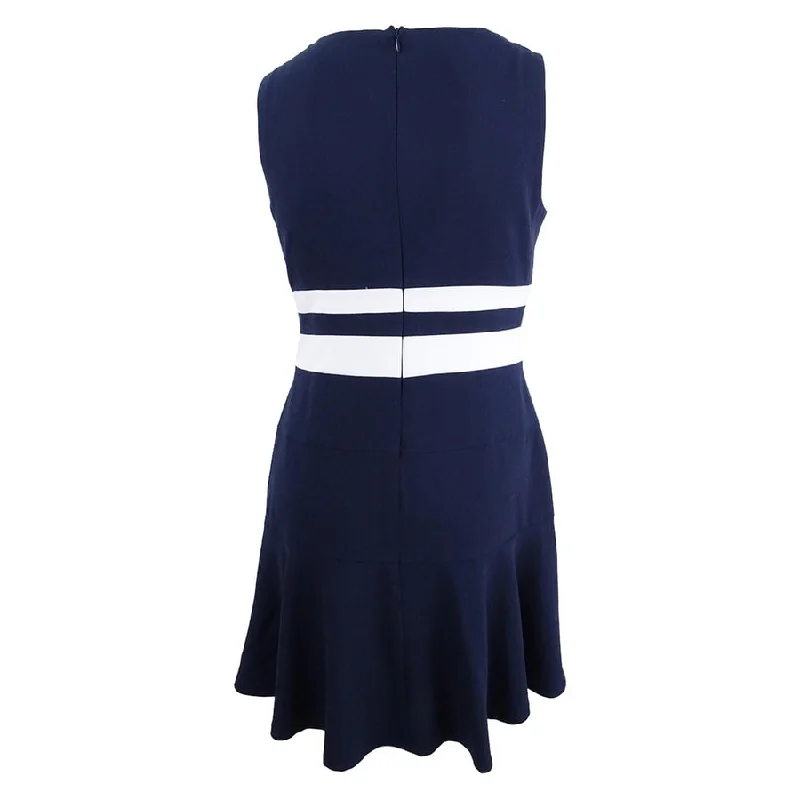 Spaghetti strap mini dress-Lauren by Ralph Lauren Women's Striped Fit & Flare Dress (12, Navy/White)