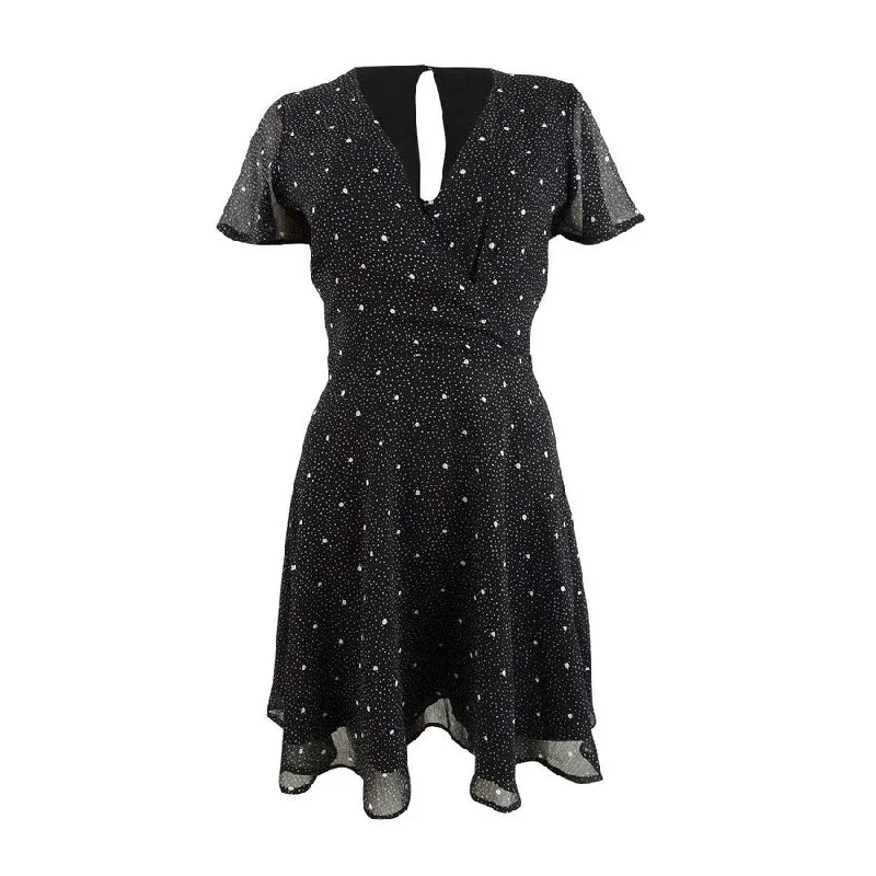 Mini dress with puff sleeves-Maison Jules Women's Dotted Faux-Wrap Fit & Flare Dress