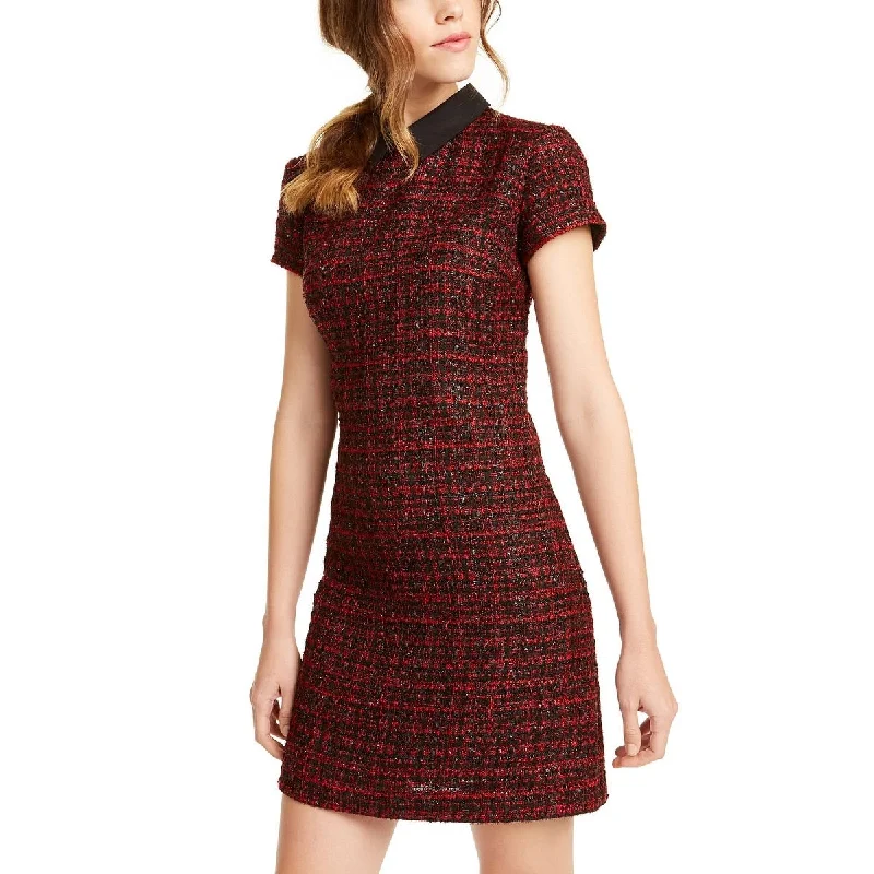 Knee-length cocktail dress-Maison Jules Women's Printed Sleeveless Collared Short Shift Party Dress Red Size Xx-Large