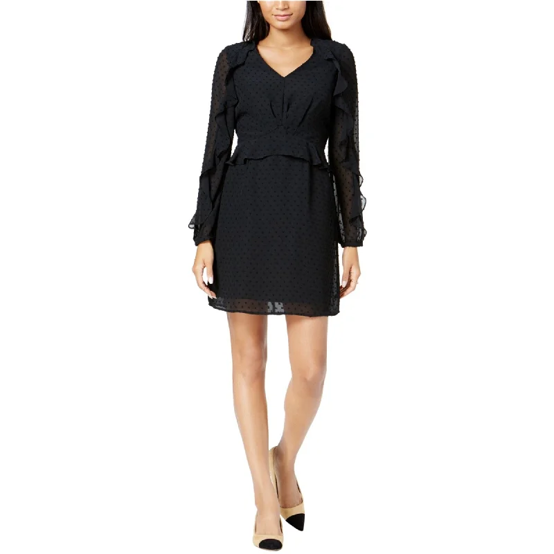 Mini dress with embroidered details-Maison Jules Womens Textured Ruffled Fit & Flare Dress