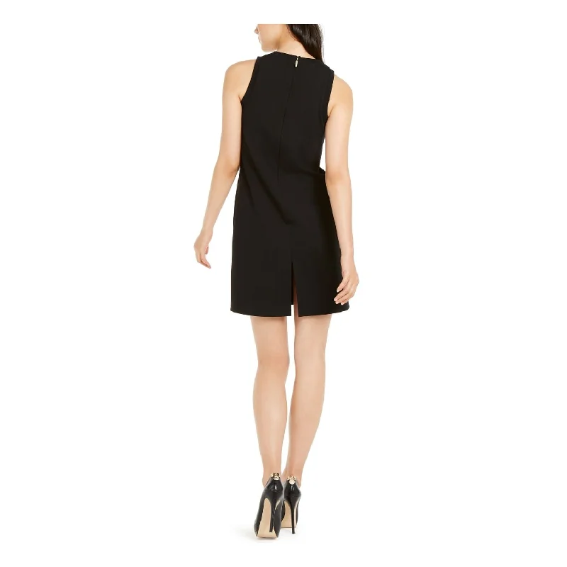 Chic cocktail dress-Michael Kors Women's Sleeveless Jewel Neck Short Shift Party Dress Black Size Medium