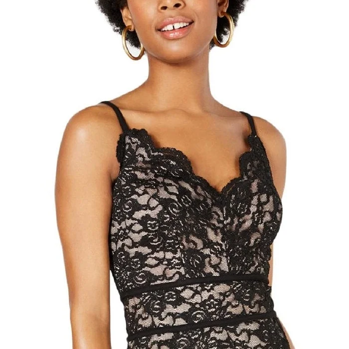 Chic cocktail dress-Morgan & Co. Women's Lace Ruffled Party Dress Black Size 1