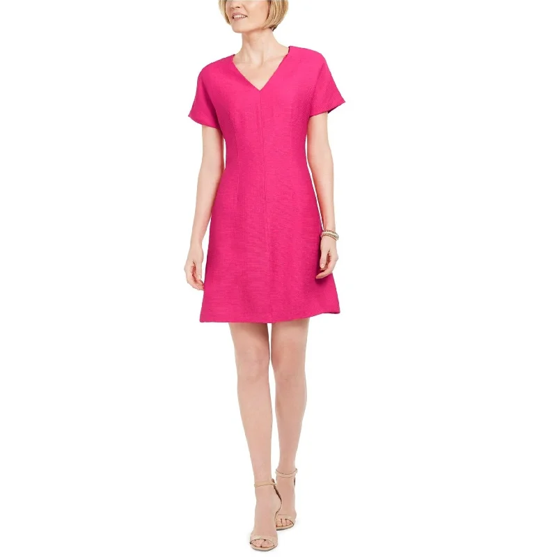 Casual t-shirt mini dress-N Natori Womens Textured Fit & Flare Dress, Pink, 16