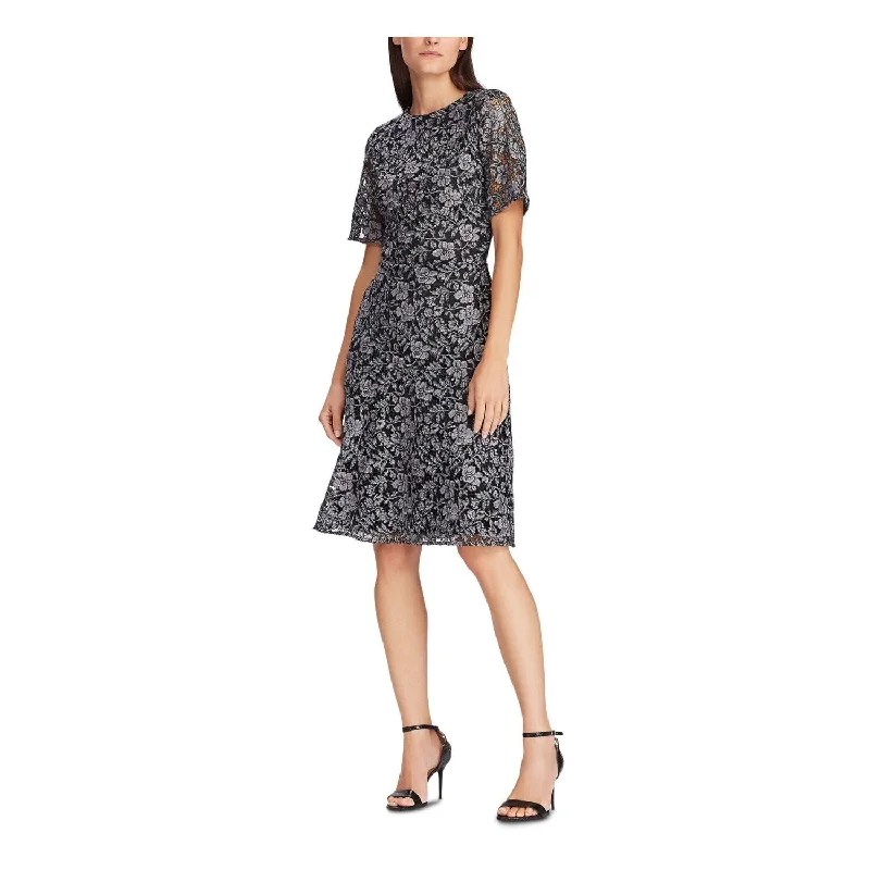 Stylish evening cocktail dress-Ralph Lauren Women's Floral Party T-Shirt Dress Gray Size 4