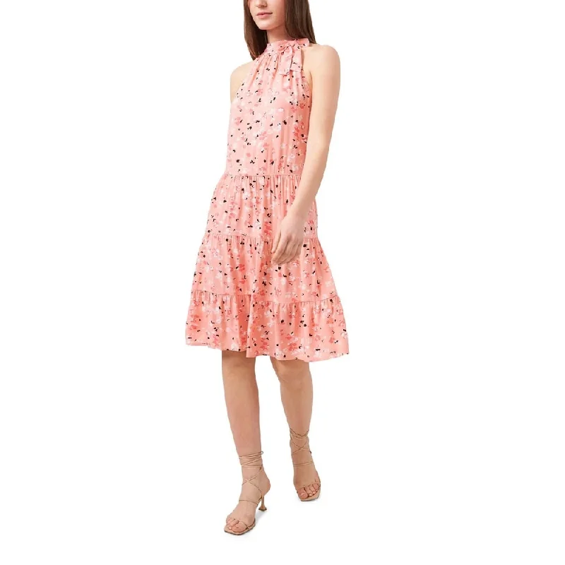 Cocktail dress with intricate details-Riley & Rae Women's Sleeveless Mock Neck Above The Knee Party Fit Flare Dress Orange Size 6