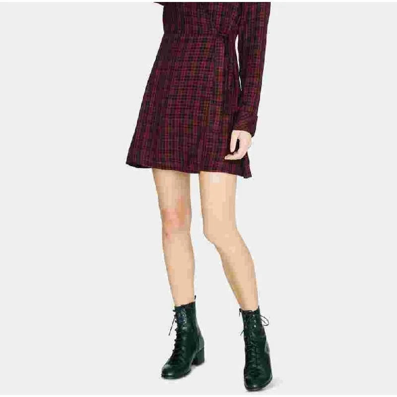 Cocktail dress with bow detail-Sanctuary Women's Upbeat Faux Wrap Plaid Party Dress Black Size 8