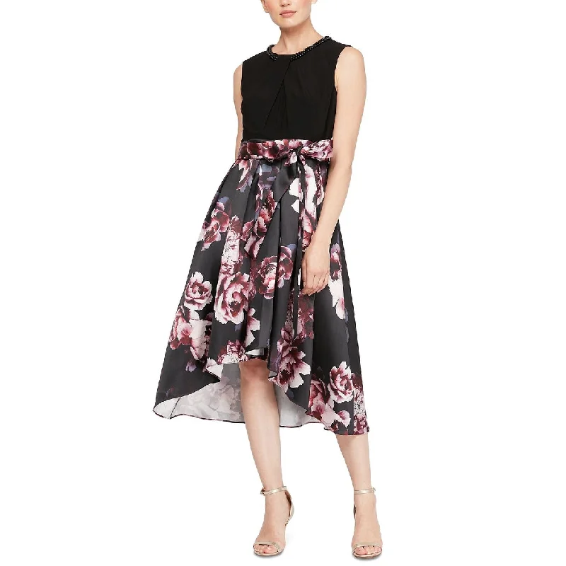 Cocktail dress for formal events-Sl Fashions Women's Floral Party Dress Charcoal Size 14