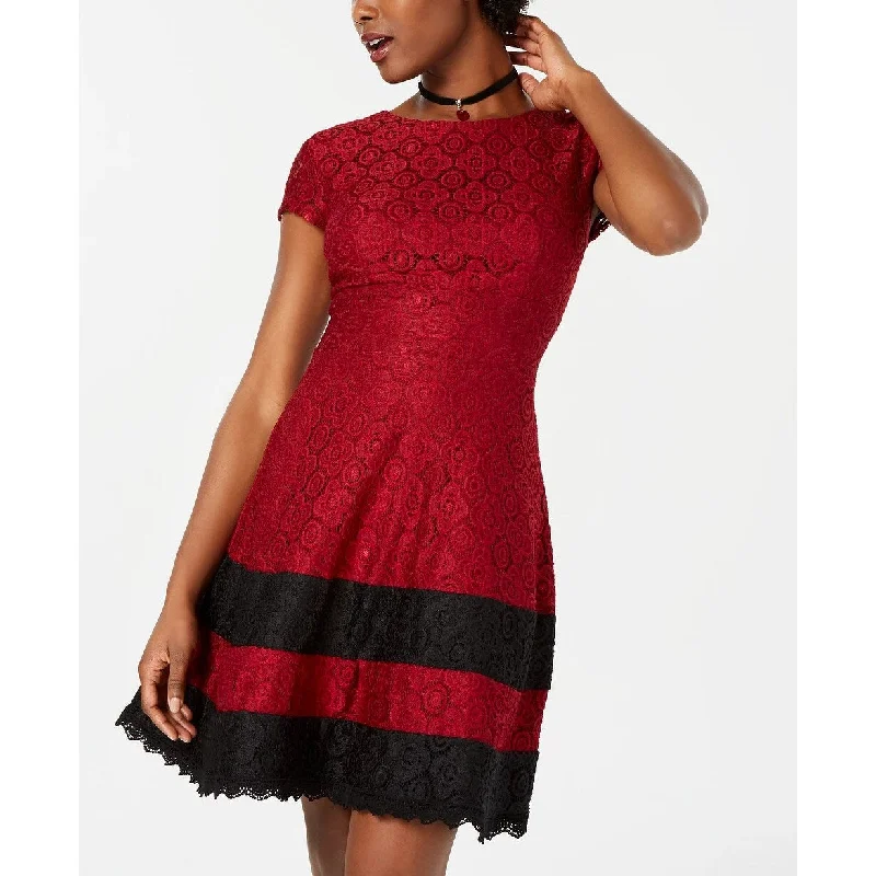 Mini dress with back tie-Teeze Me Junior's Lace Fit & Flare Dress Red Size 3