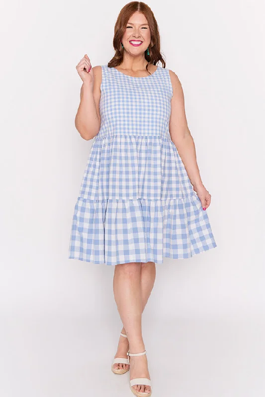 Crochet midi dress-Joey Blue Gingham Dress