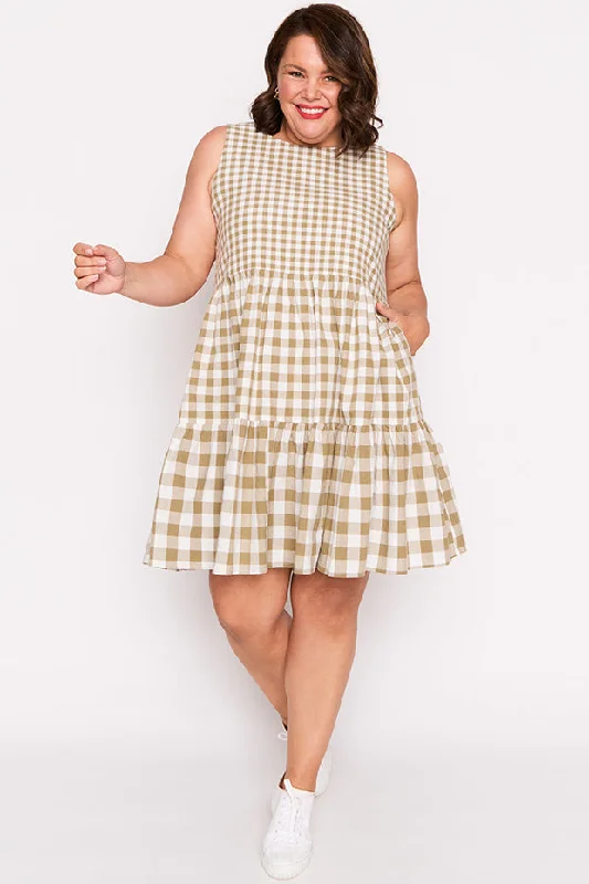 Colorful patterned midi dress-Joey Olive Gingham Dress