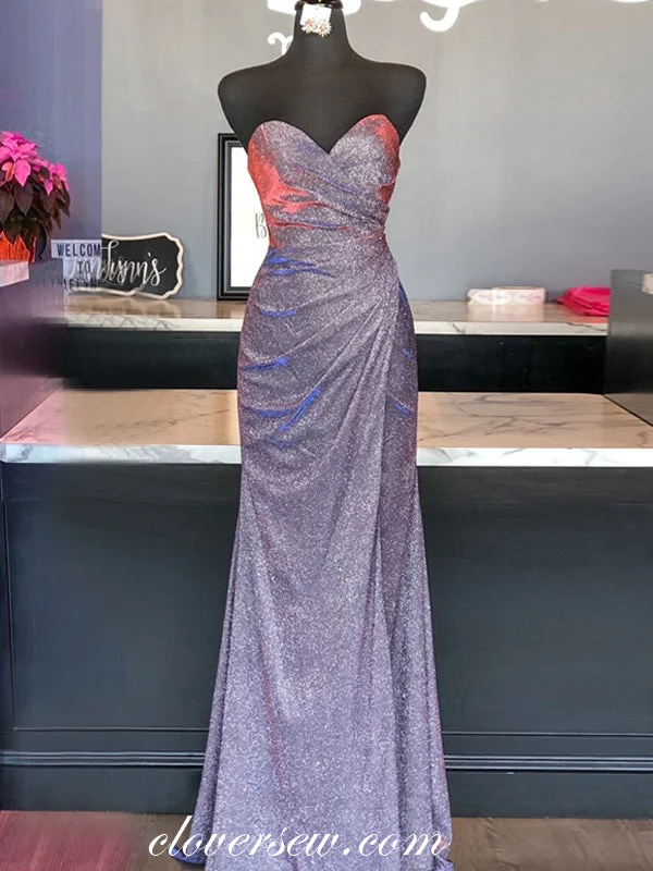 Eyelet fabric maxi dress-Purple Shiny Satin Sweetheart Strapless Sheath Prom Dresses,CP0335